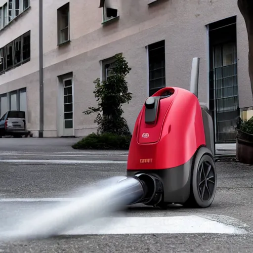 Image similar to a giant vacuum cleaner attacks a city