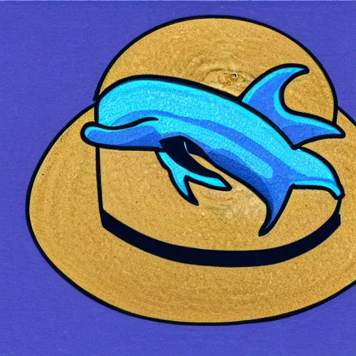 Image similar to dolphin design on a fedora in the style of mexican folk art