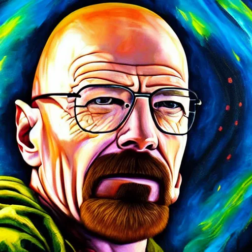 Prompt: walter white planet, oil painting, detailed, brush strokes, vivid