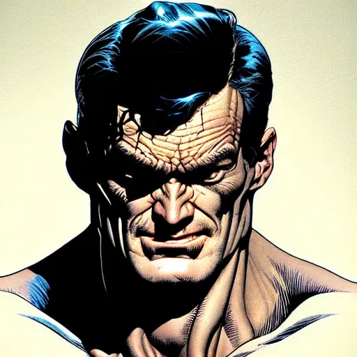 Prompt: medium portrait soft light, by killian eng and bernie wrightson, inspired by dc comics, fine, sharp high detail,