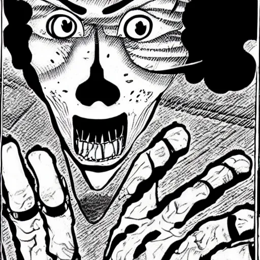 Image similar to a horror movie in a junji ito art style, horror manga, ultra detailed, ink