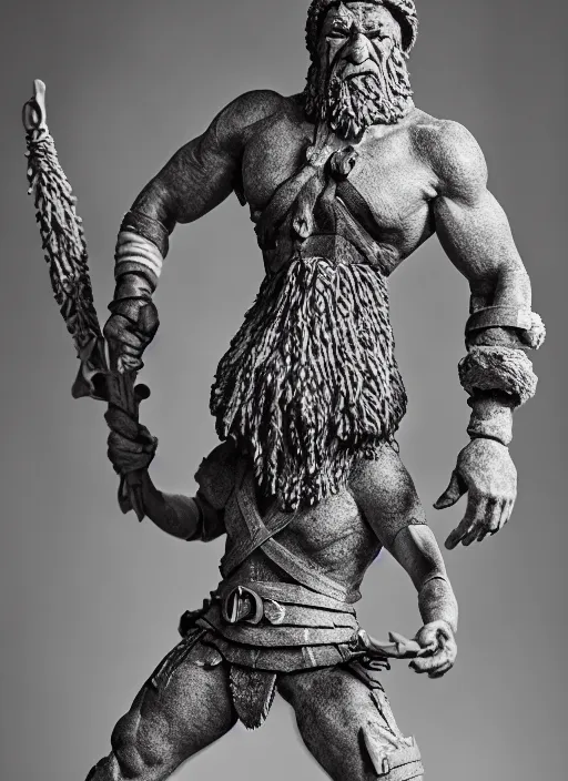 Image similar to 8 5 mm f 1. 8 photograph of a claymation sculpture warrior dwarf, highly detailed sculpey diorama, by erwin olaf, smooth, sharp foccus, commercial photography, fashion shoot