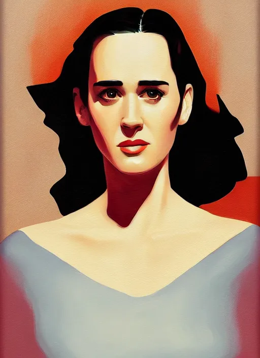 Prompt: detailed artwork by phil noto ; stylized painting of young jennifer connelly ; eva green ; young jennifer connelly from the rocketeer ; brush texture ; asymmetric composition ; paint texture ; trending on artstation ; gallery painting by phil noto, comic style