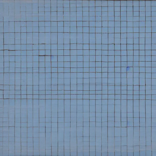 Image similar to a piece of cardboard with a grid of blue tape on it leaning on a gray wall, realistic painting