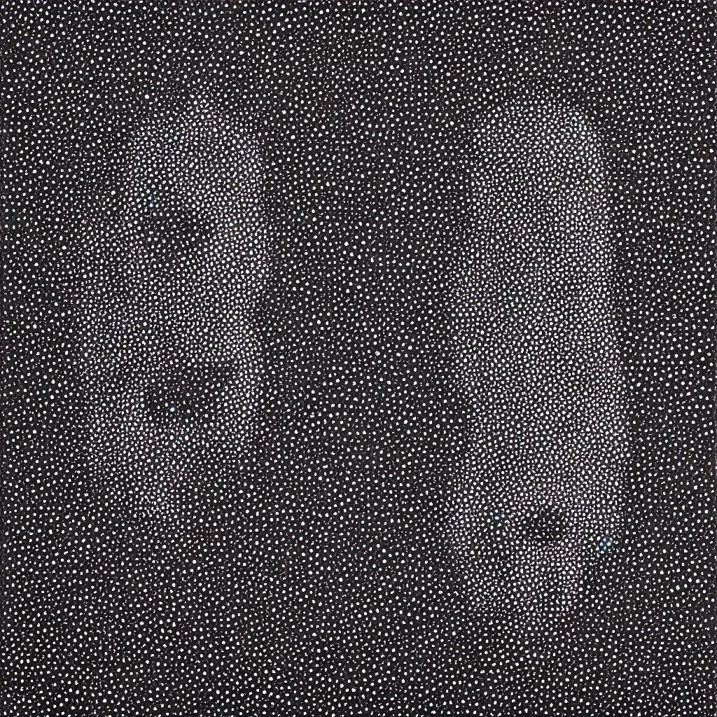 Image similar to face made out of planet, faceless people dark, dots, drip, stipple, pointillism, technical, abstract, minimal, style of francis bacon, asymmetry, pulled apart, cloak, hooded figure, made of dots, abstract, balaclava