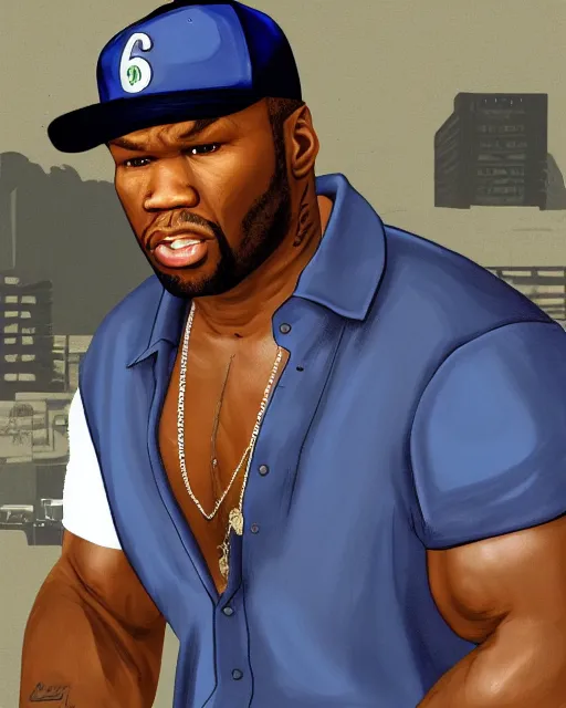 Image similar to a medium shot portrait of 5 0 cent as a gta vc character