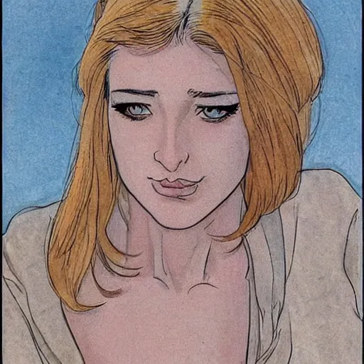 Image similar to a portrait of a woman milo manara style