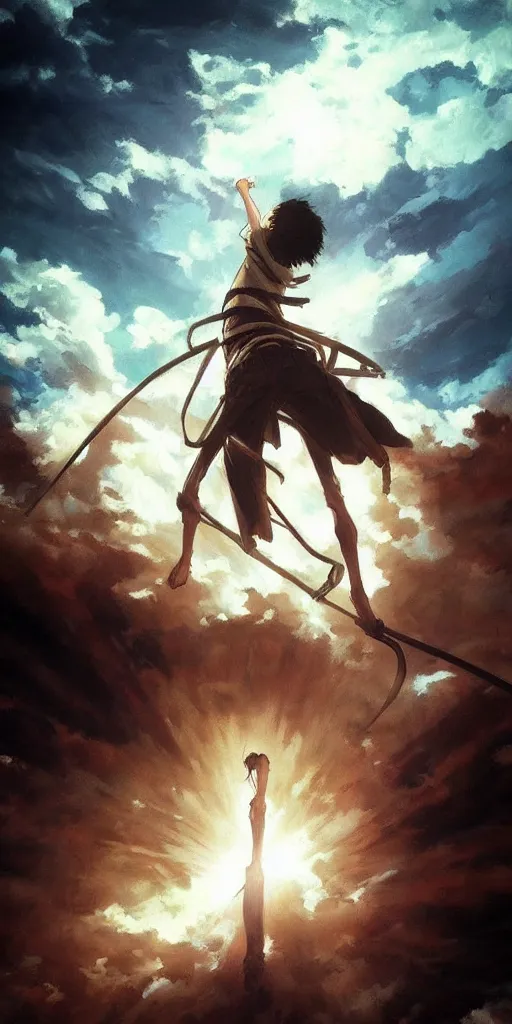 Prompt: “Attack on Titan, tonalism style, trending on Artstation, 8k, 4k, high-res, digital art”