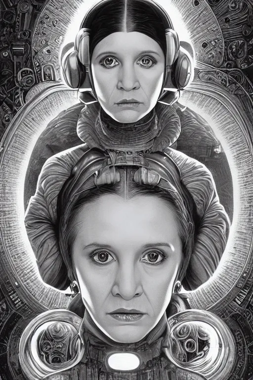 Prompt: highly detailed portrait of princess leia organa by alex grey, patrick woodroffe, mark ryden created by gustave dore and greg rutkowski, high detailed, smooth draw, synthwave neon retro, intricate, realistic proportions, dramatic lighting, trending on artstation