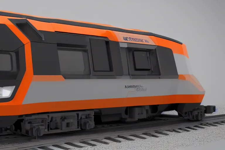 Prompt: cad design of futuristic train with orange details, solidworks, octane render, studio light, 3 5 mm