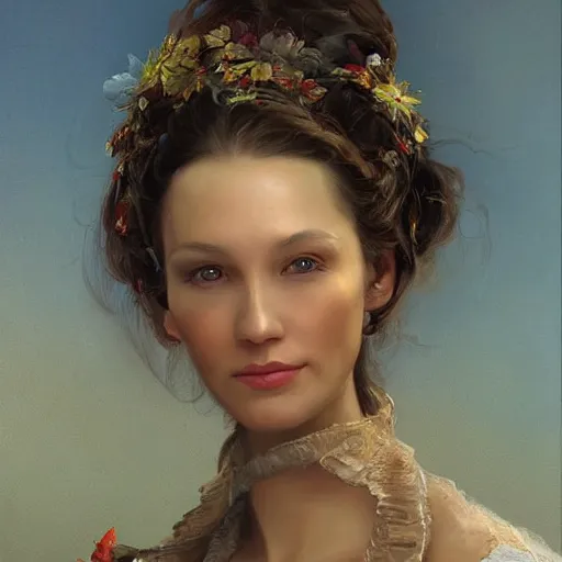 Prompt: portrait of a european woman ( 3 5 ) from the european union ( eu ) in 2 0 2 1, an oil painting by ross tran and thomas kincade