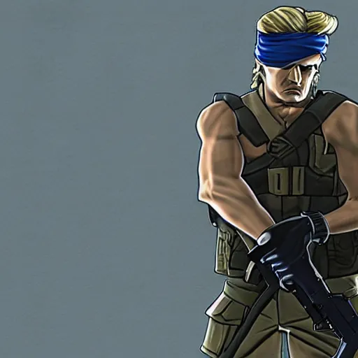 Prompt: solid snake as donald trump