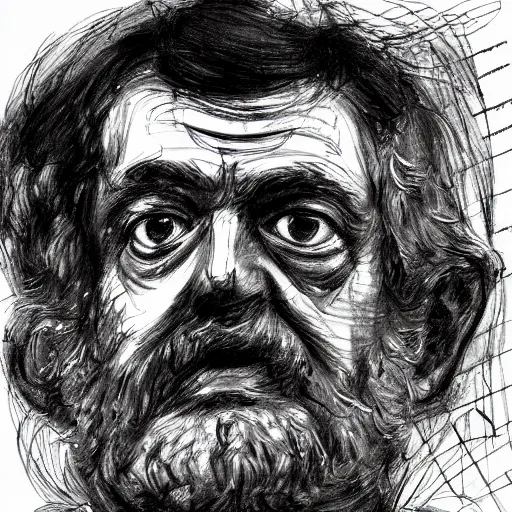 Image similar to a realistic yet scraggly portrait sketch of the side profile of a stern and sophisticated stanley kubrick, trending on artstation, intricate details, in the style of frank auerbach, in the style of sergio aragones, in the style of martin ansin, in the style of david aja, in the style of mattias adolfsson