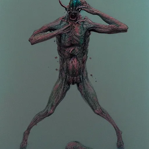 Image similar to a sleep paralysis demon in the style of zdzisław beksiński