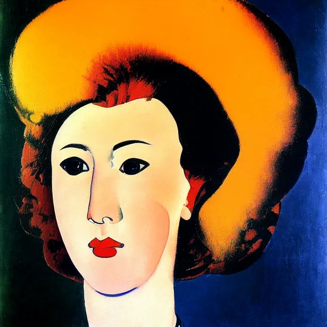 Prompt: a beautiful painting puyi, by andy warhol amedeo modigliani realistic oil painting