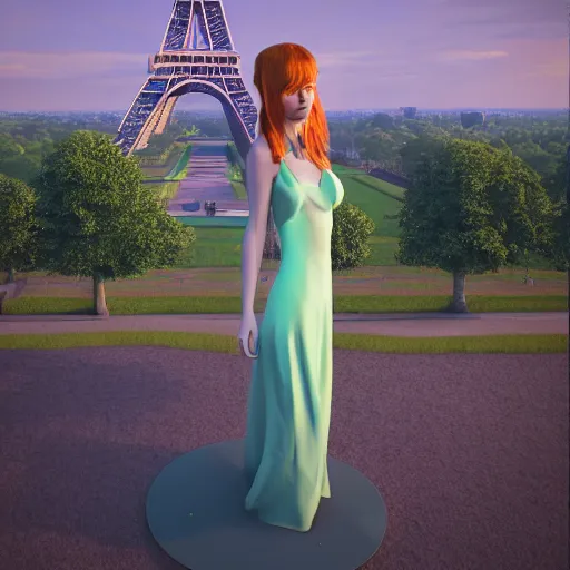 Prompt: A young beautiful giantess wearing a sundress standing near the Eifel tower, beautiful lighting,digital art , highly detailed , high contrast, beautiful lighting, award winning , trending on art station, 8k, photorealistic,unreal engine 5