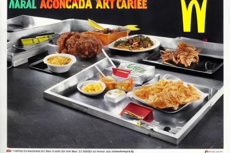 Prompt: mcdonald's acaraje meal, in 1 9 9 5, y 2 k cybercore, advertisement photo