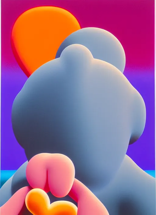 Prompt: finding love by shusei nagaoka, kaws, david rudnick, airbrush on canvas, pastell colours, cell shaded, 8 k