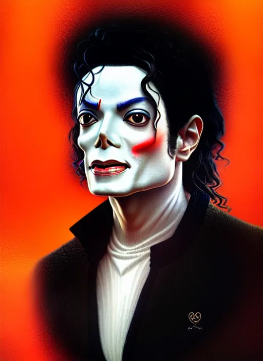 Image similar to symmetry!! portrait of michael jackson in scream music video, cottagecore!! full body, glowing lights!! intricate, elegant, highly detailed, digital painting, artstation, concept art, smooth, sharp focus, illustration, art by artgerm and greg rutkowski and alphonse mucha