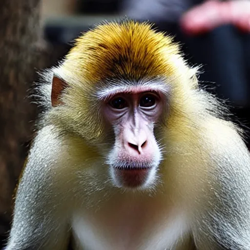 Image similar to a monkey with long blonde hair,