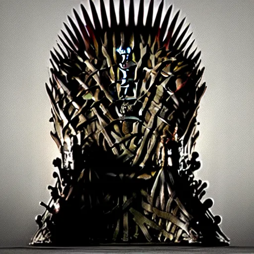 Prompt: a photorealistic render of the iron throne as a modern video gaming chair, led lights, glowing desktop pc, 8 k, artstation, volumetric lighting, smooth, highly detailed, octane render, by andres rocha and albert bierstadt and greg rutkowski