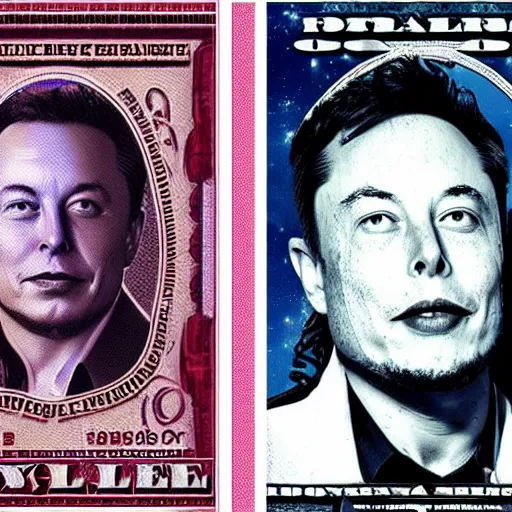 Image similar to Elon musk on the Mars Dollar bill