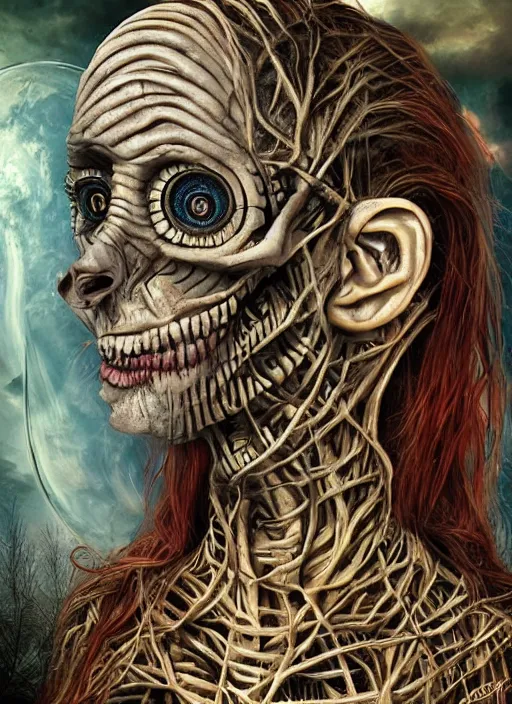 Image similar to halloween mummy theme surrealist art in the styles of igor morski, jim warren, and a tim burton film, intricate, hyperrealistic, accurate facial details, profile picture with chromakey!!!!! background, volumetric lighting