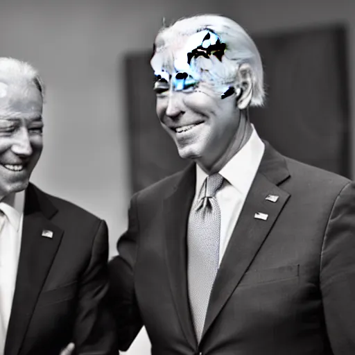 Image similar to A photo of joe biden teams up with a teenage joe biden, perfect faces, 50 mm, award winning photography