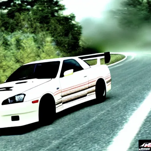 Prompt: nissan gtr r 3 5 in initial d first stage,