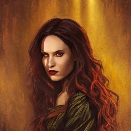 Image similar to majestic gracious regal aristocratic brunette female vampire portrait, indoors setting, atmospheric lighting!!, painted, menacing, intricate, beautiful, rich deep colours masterpiece!!, ( golden hour ), sharp focus!, ultra detailed, by leesha hannigan, ross tran, thierry doizon, kai carpenter, ignacio fernandez rios