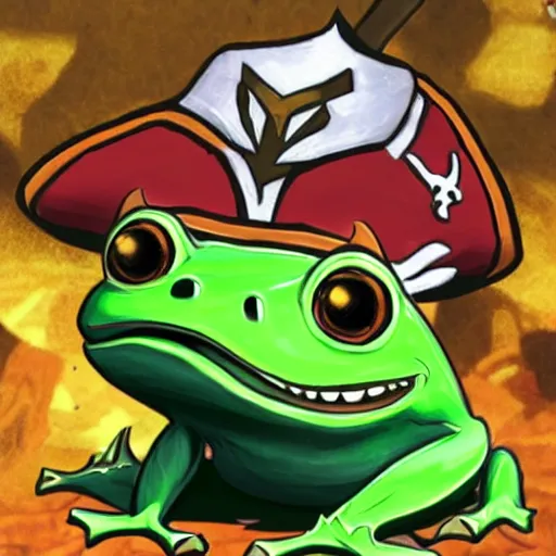 Prompt: pirate frog : a league of legends character designed by kanye west
