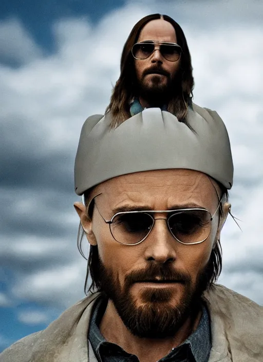 Image similar to film still of jared leto as heisenberg in breaking bad, 4 k