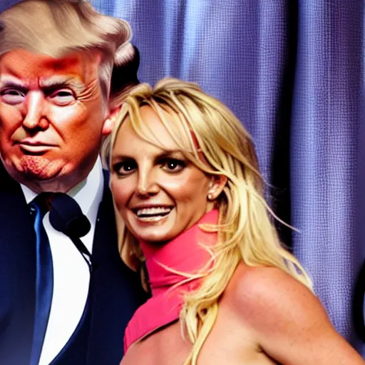 Prompt: Donald Trump and Britney Spears holding hands