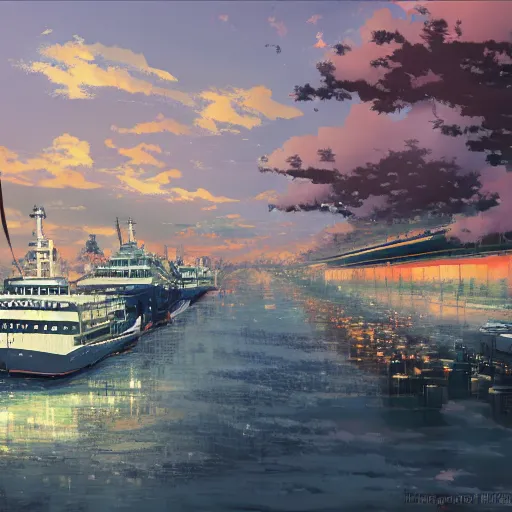 Image similar to Tokyo Port, Anime concept art by Makoto Shinkai