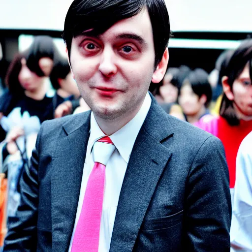 Prompt: a high resolution photo of martin shkreli at harajuku tokyo street fashion event, photo from vogue magazine