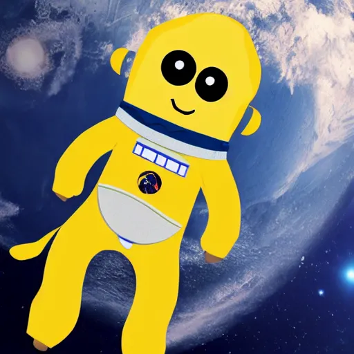 Image similar to a banana wearing an astronaut suit