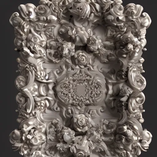 Image similar to Beautiful victorian baroque, ultra detailed, high definition, octane render 3d, ivory carved flower