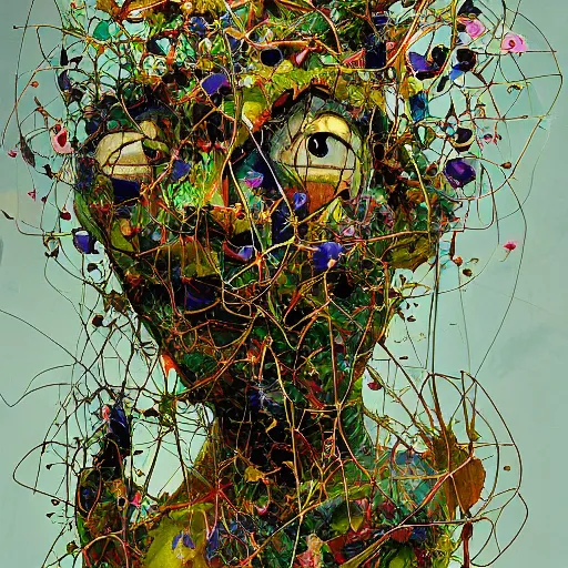 Prompt: The kinetic sculpture is a beautiful and haunting work of art of a series of images that capture the delicate beauty of a flower in the process of decaying. The colors are muted and the overall effect is one of great sadness. Shrek by Eric Wallis, by Yinka Shonibare soothing