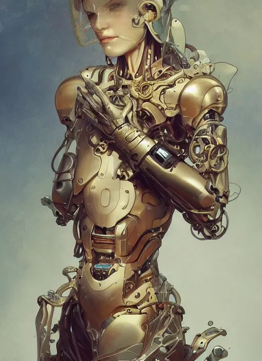 Image similar to mechanical humanoid, masterpiece, intricate, elegant, highly detailed, digital painting, artstation, concept art, smooth, sharp focus, illustration, art by artgerm and greg rutkowski and alphonse mucha and uang guangjian and gil elvgren and sachin teng, symmetry!!