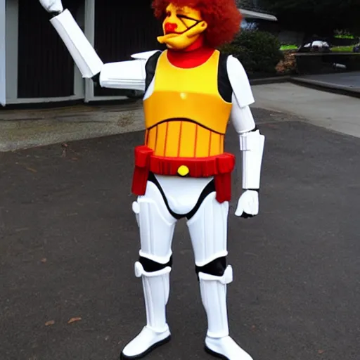 Prompt: ronald mcdonald as storm trooper