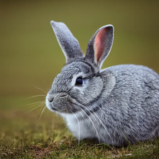 Image similar to a shallow depth of field, soft light, portrait of a grey rabbit