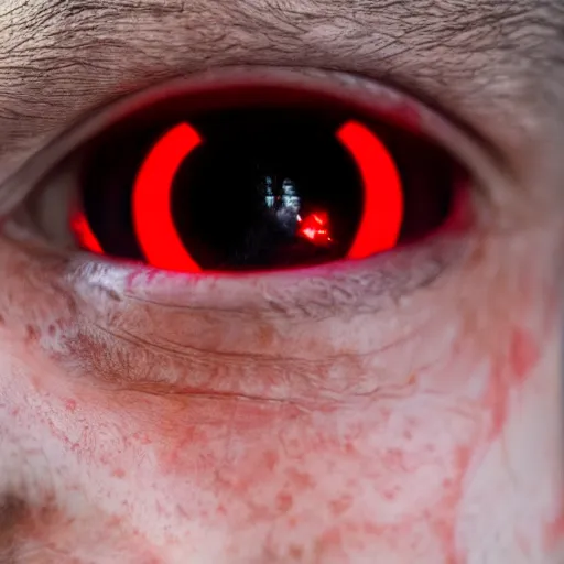 Image similar to a man with red glowing eyes