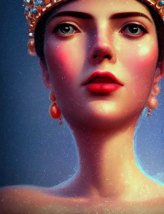 Image similar to blurred background. close-up portrait of a goddess in crown, by Alfred Eisenstaedt, Afarin Sajedi and Alena Aenami. unreal engine