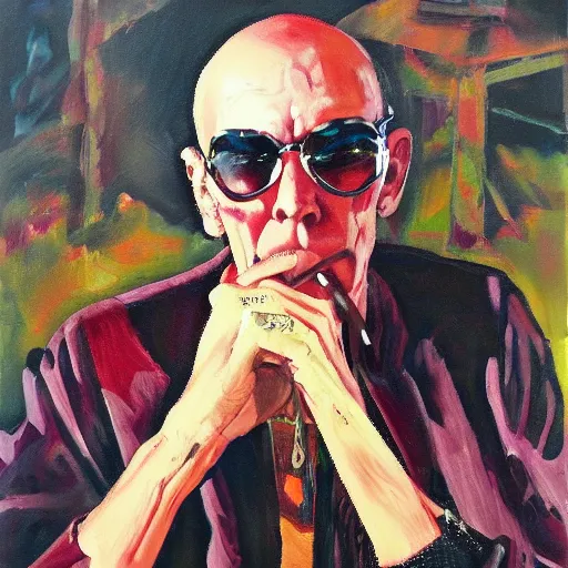 Image similar to oil painting of hunter s. thompson, portrait, old english