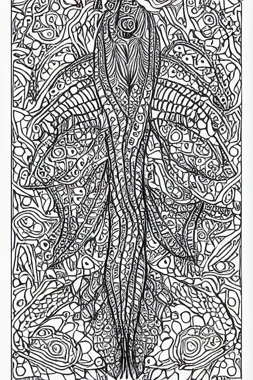 Image similar to symmetric lizard adult colouring page ink drawing