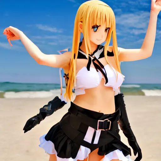 Prompt: alice from sword art online on a beach