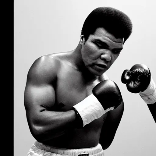 Prompt: muhammad ali as an overweight website admin