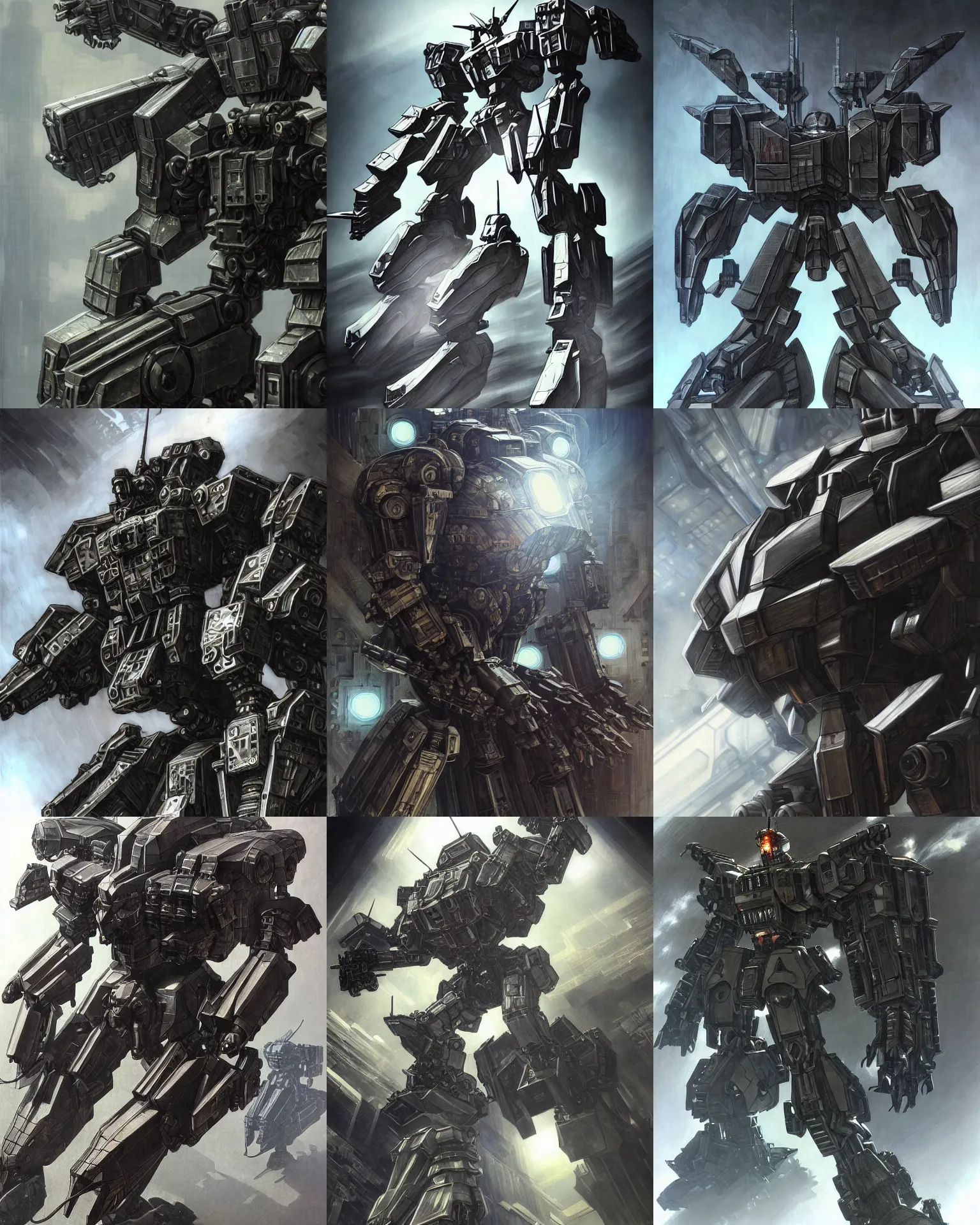 Prompt: armored core, mecha, aerodynamic, block head, fantasy art, character portrait, portrait, close up, highly detailed, intricate detail, amazing detail, sharp focus, vintage fantasy art, vintage sci - fi art, radiant light, caustics, by yoji shinkawa and heng z and jon aaron kambeitz and artgerm and wlop