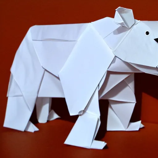 Image similar to polarbear made of origami, diorama