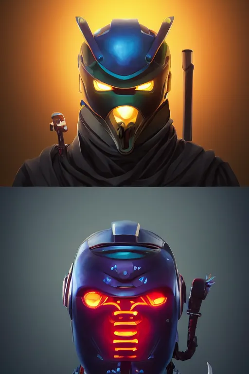 Image similar to epic mask helmet robot ninja portrait stylized as fornite style game design fanart by concept artist gervasio canda, behance hd by jesper ejsing, by rhads, makoto shinkai and lois van baarle, ilya kuvshinov, rossdraws global illumination radiating a glowing aura global illumination ray tracing hdr render in unreal engine 5